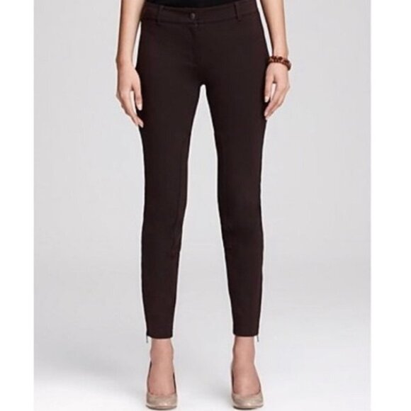 Eileen Fisher Stretchy Ponte Ankle Zip Riding Pants In Brown - Picture 1 of 8